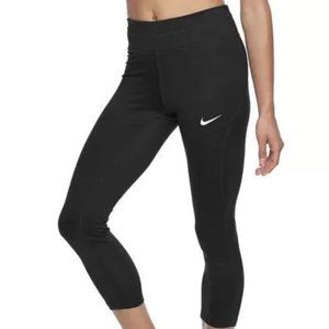 Nike Dri-Fit Black Power Sprinter Running Mid Rise Capri Workout Pants